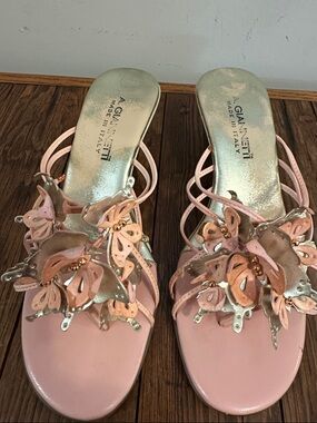 Versace Pink Floral Embellished Mules